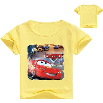 Naujas Baby Berniukas Animaciją Pixar Automobilių Žaibas McQueen, Vaikų trumpomis Rankovėmis T Shirts Merginos Top Tee Medvilnės vaikų vasaros drabužių balta