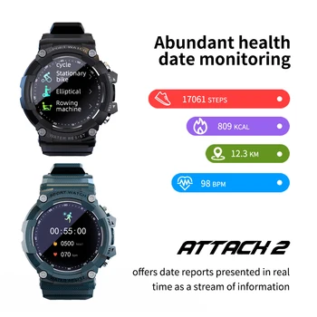 Nauja Fitneso Tracker ATAKA 2 Visiškai Jutiklinis Ekranas Smart Watch Vyrų Širdies ritmo Monitorius 