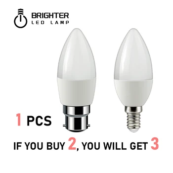 (Pirkti 2 gaukite 1 nemokamai)LED Žvakių Lemputė C37 5W B22 E14 220V-240V 6000K 1pcs Namų Dekoracija Led Lempos, Namų Puošybai