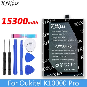 KiKiss 15300mAh K 10000 Pro Baterija Oukitel K10000 Pro K10000Pro Telefonas Aukštos Kokybės Baterijų + Remonto Įrankių Rinkinys