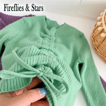 Pavasarį, Rudenį merginos megztinis kūdikių trikotažas vaikams pasėlių viršuje vaikų streetwear mados kietas coul jungiamąją dryžuotas 1 iki 7 metų amžiaus