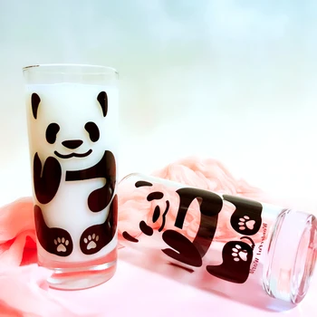 300Ml Kūrybos Mielas Panda Stiklo Vandens Puodelį Skaidrias Buitinių Kavos Pieno Pusryčiai Taurės Pora Gerti Taurę, Virtuvė, Stalo reikmenys