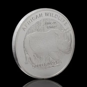 Sidabro Padengtą Afrikos Laukinės Gamtos Rhino Zambijos Kvača Gyvūnų Suvenyrai Monetos Medalis Kolekcines Iššūkis Monetos Dovana Challenger
