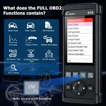 Pradėti CR619 Skaitytuvas Automotivo OBD2 Automobilių Diagnostikos Įrankį, ABS, SRS, oro Pagalvių Sistemoms Multi-Kalbos OBD 2 Auto Diagnostikos Skaitytuvo