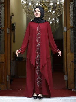 Moterų Plius Dydis Islamo Musulmonų Vakarinę Suknelę Spausdinti Išsamią Šifono Lankstus, Aukštos Kokybės Elegantiškas Turkijos Padarė Eid Ramadanas