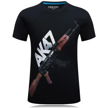 Vasaros 3DT Marškinėliai, vyriški marškinėliai Įdomus Atsitiktinis AK 47 Gun T-shirt Apvalus Kaklas Trumpas rankovėmis Punk Vyrų 2021 Naujas Negabaritinių marškinėliai Viršų