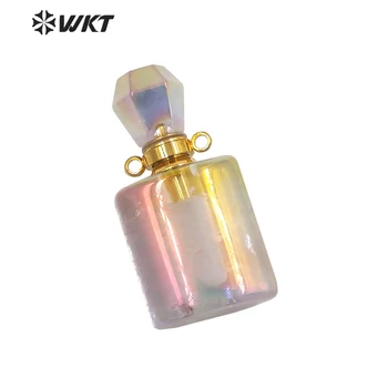 WT-P1646 Nuostabi gold crystal Aura kvarco akmens kvepalų buteliuko pakabukas lady mados Aura kvarco butelį karoliai pakabukas
