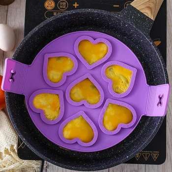 7 Skylių Keptas Kiaušinis Blynas Maker Nonstick Virimo Įrankis Turas Širdies Blynas Maker Kiaušinių Viryklė Keptuvėje Apversti Kiaušinių Pelėsių Virtuvės Kepimo Įrankis