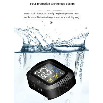 Atsparus vandeniui Motociklo Realiu Laiku Padangų Slėgio Stebėjimo Sistema, Išorės Jutiklis Belaidis LCD Ekranas Moto PSSS