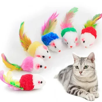 Mielas Mini Minkštos Vilnos False Pelės Katė Žaislų Spalvotų Plunksnų Juokinga Žaisti Mokymo Žaislai Katėms Kitten Mažylis Naminių Reikmenys