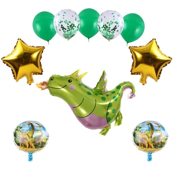 1 Rinkinys 10vnt Dinozaurų Folija Balionai Žalia Latekso Ballon Miško Tema Džiunglių Šalies Vaikų Gimtadienio Baby Shower Papuošalai