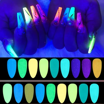 NICOLE DIENORAŠTIS Šviesos Akrilo Cinkavimas Milteliai Neon Pigmento Liuminescencinės Nagų Blizgučiai Švyti Tamsoje Natūralus Sausas Nagų Dailės Papuošalai