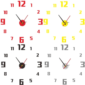 Modernus sieninis Laikrodis Laikrodžiai 3D Lipdukas, Apvalios Konstrukcijos Namų Dekoro Kvarco Adata 27inch Sieninis Laikrodis Frameless Kambarį Apdaila