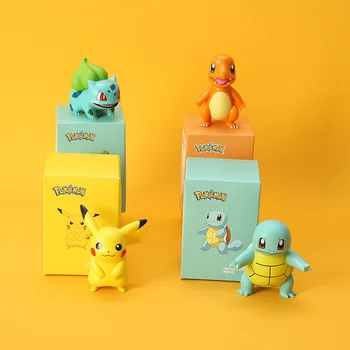 4Pcs/Set Pokemon Anime Duomenys Pikachu Charmander Squirtle Bulbasaur Surinkimo Apdailos Žaislo Modelis Lėlės Gimtadienio Dovanos Vaikams