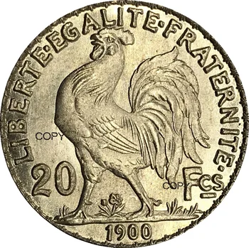 Jntprojektai.lt prancūzija prancūzija Aukso 20 Frankų 1900 Aukso Marianne Gaidys Žalvario spalvos Metalinės Monetos Kopija