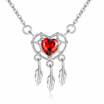 Romantiško Širdies formos Pakabukas Karoliai Žavių Moterų Raudonųjų Kristalų, Papuošalų Mados Valentino Dienos Dovanos