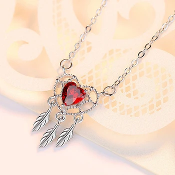 Romantiško Širdies formos Pakabukas Karoliai Žavių Moterų Raudonųjų Kristalų, Papuošalų Mados Valentino Dienos Dovanos