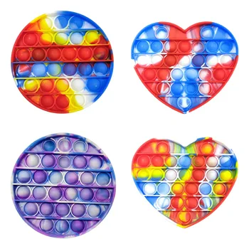 Paprasta Dimple Rainbow Push Pop Burbulas Fidget Jutimo Žaislų turas širdies Daugiakampio Streso Atsarginiais Antistress Žaislai Karo Stalo Žaidimas