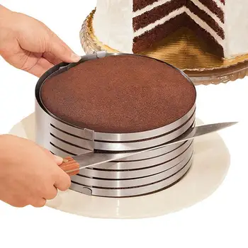 Reguliuojamas Putėsiai Žiedas 3D Apvalios Torto Formos Sluoksniuotas Pyragas Peilis Pjovimo Plieno Kepimo Formos Desertas Pyragas Dekoravimo Priemonė