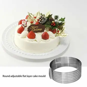 Reguliuojamas Putėsiai Žiedas 3D Apvalios Torto Formos Sluoksniuotas Pyragas Peilis Pjovimo Plieno Kepimo Formos Desertas Pyragas Dekoravimo Priemonė