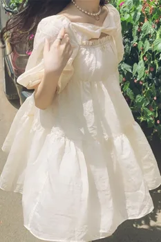 Saldus Mielas Princesė Suknelė Vasaros Naują Super Pasakų Lankas Sluoksniuotos Rankovėmis Lėlės Suknelė Moterims kawaii suknelė lolita dress