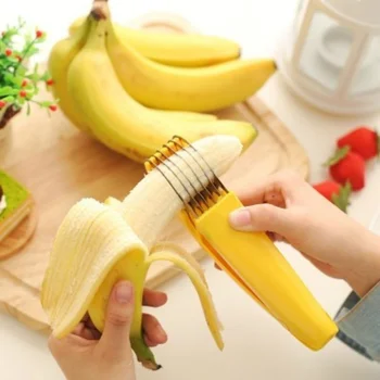 Nerūdijančio Plieno Bananų Cutter Vaisių, Daržovių Dešra Slicer Salotos Sundaes Įrankius, Kepimo Įrankiai, Virtuvės Reikmenys Prietaisai