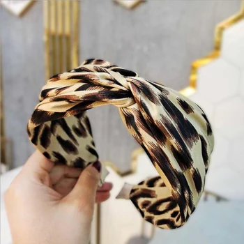 PROLY Naujas Mados Moterų Lankelis Kryžiaus Mazgas Leopard Hairband Suaugusiųjų Atsitiktinis Platus Pusėje Turbaną Apdangalai, Plaukų Aksesuarai