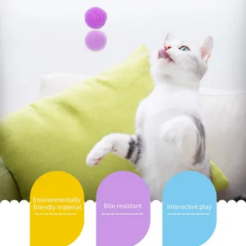 30pcs Funny Cat Žaislai Pet Ruožas Pliušinis Kamuolys, Žaislai Kačiukas Katė Spalvinga Interaktyvi Katė Kramtyti Žaislus Juokingas Naminių Kačių Produktus