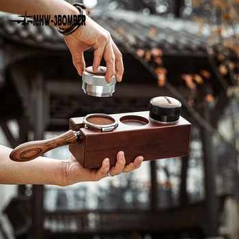 Riešutmedžio Medienos Kavą Filtro Laikiklyje, Ardyti Espresso Kilimėlis Turėtojas Kavos Virimo Aparatas Bazės Savininkas Kavos Stovo Reikmenys Barista
