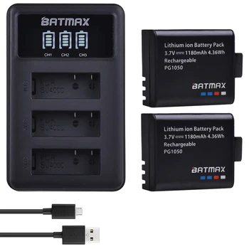 Batmax 2vnt PG1050 Fotoaparato Baterija+LED 3slots USB Įkroviklio SJCAM SJ4000 WiFi SJ5000 WiFi Plius M10 SJ5000 plius SJ6000 SJ7000