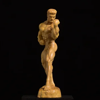 Boxwood Medžio Drožyba Kambarį Apdaila Duomenys Skulptūra Amatų Kultūrizmo Raumenų Vyrų Statula Namų Dekoro