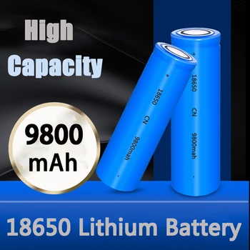 18650 Li-ion Baterija 3.7 V Didelės Talpos 9800mAh AA Akumuliatoriai Lifepo4, Kroviklis, LED Žibintai Žibintuvėlis Žygiai