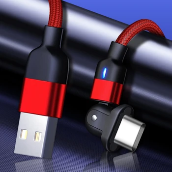 USB Tipo C 180° Besisukantis LED Greito Įkrovimo usb c kabelio Tipas-c duomenų Laidas, Kroviklis, usb-c Laidą 