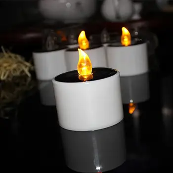 Žvakės Šviesa 1PCS Saulės energija Varomas LED Votive Arbata Žibintai Flameless Rechargbale Žvakės Šviesos Saulės Žvakių Lemputė Namų Dekoro Įrankių