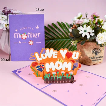 10 Pak Motinos Diena Kortelė Pop-Up Gimtadienio Kortelė Mama 3D Atvirukai su Voką iš Dukra