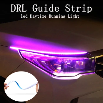 Tira de luz led ultra fina para coche, luces diurnas DRL, intermitente, blanco, rojo, amarillo, resistente al vanduo, 30 45 60 cm