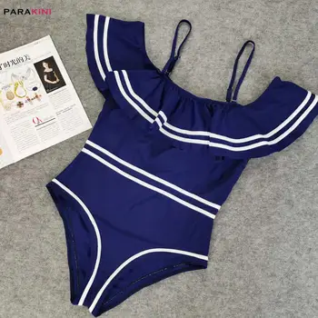 PARAKINI Moterų Pynimas vientisi maudymosi kostiumėlį 2021 Naujas Plius Dydis maudymosi Kostiumėliai Paplūdimio Drabužiai Plaukimo Spausdinti Didelio Dydžio Kostiumas