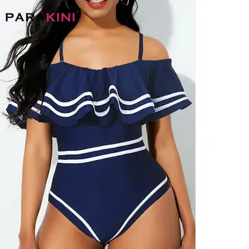PARAKINI Moterų Pynimas vientisi maudymosi kostiumėlį 2021 Naujas Plius Dydis maudymosi Kostiumėliai Paplūdimio Drabužiai Plaukimo Spausdinti Didelio Dydžio Kostiumas